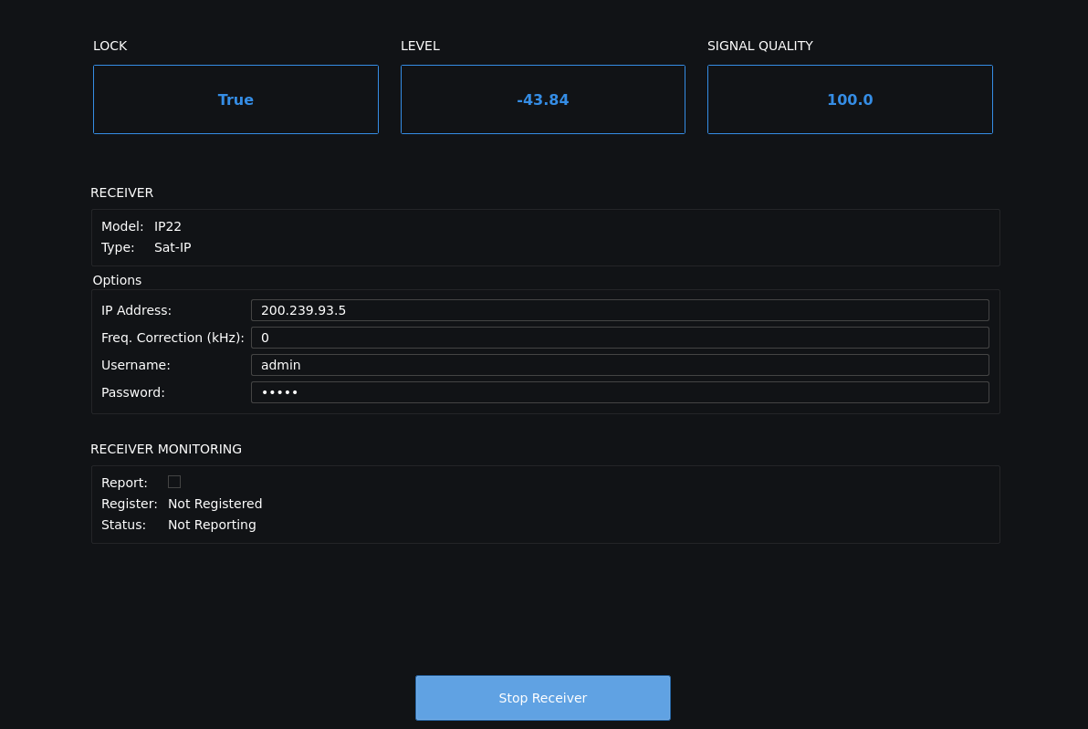 GUI Sat-IP Receiver Monitoring